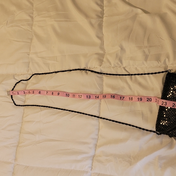 Little black sequined purse. Used once for a wedding. Measurements attac… - Picture 10 of 10